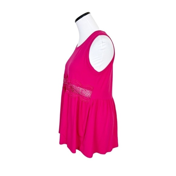 NWT White Birch Tank Top Small Pink Soft Stretchy Sheer Crochet Panel - Picture 3 of 7